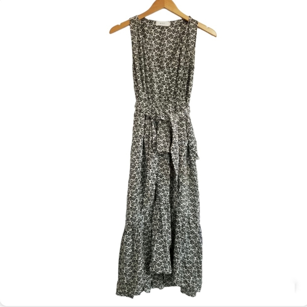 A.L.C. 100% Silk Sleeveless Floral Tiered Maxi Dress Size 8